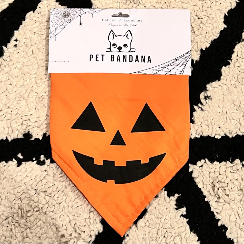 Halloween Pet Bandana, Pumpkin Jack-O-Lantern design